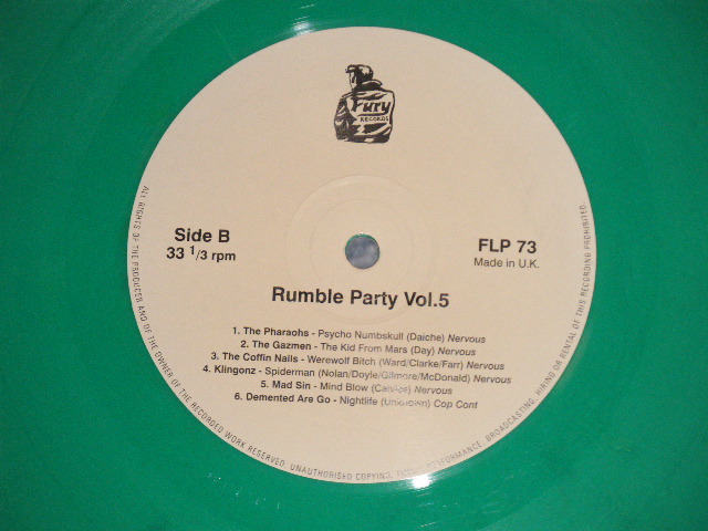 画像: v.a. OMNIBUS - RUMBLE PARTY VOL.5 ( Ex+++/MINT- B-5:Ex )   /  UK ENGLAND ORIGINAL "GREEN  WAX Vinyl" Used LP 