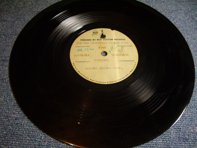 画像: SUPREMES - I'M THE EXCEPTION TO THE RULE / 1964 US ORIGINAL TEST PRESS 10"ACETATE SINGLE  