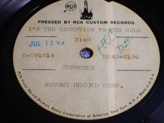 画像1: SUPREMES - I'M THE EXCEPTION TO THE RULE / 1964 US ORIGINAL TEST PRESS 10"ACETATE SINGLE  