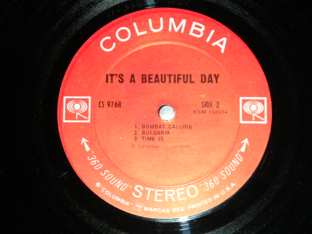 画像: IT'S A BEAUTIFUL DAY - IT'S A BEAUTIFUL DAY (Matrix # A)XSM-138933-1D /B)XSM-138934-1D : Ex+/Ex+++) / 1969 US AMERICA ORIGINAL "360 SOUND Label" Used LP 