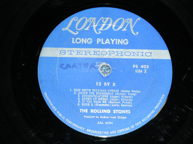 画像: THE ROLLING STONES - 12 x 5 ( UnBoxed  LONDON on TOP DARK BLUE Label  : Matrix Number : A) 1CS △7164 /  B) 1CS △7164 X  : VG+/Ex+ Looks:Ex ) / 1965 US ORIGINAL  STEREO Used LP  