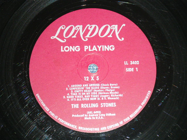 画像: THE ROLLING STONES - 12 x 5 ( Unboxed  LONDON on TOP Label  : Matrix Number : A) 1A/B) 1A : Ex+++/Ex++ Looks:Ex) / 1964 US ORIGINAL MAROON Label  MONO Used LP  