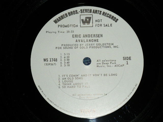 画像: ERIC ANDERSEN - AVALANCHE (Ex-/Ex++ EDSP) / 1968 US ORIGINAL "GREEN with 'WB' Label" Used LP