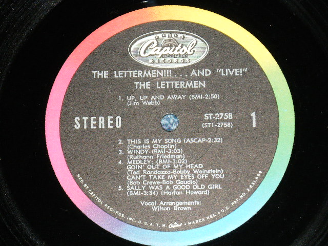 画像: THE LETTERMEN - ...AND "LIVE!" (Ex+++/Ex+++) / 1967 US AMERICA ORIGINAL STEREO Used LP 