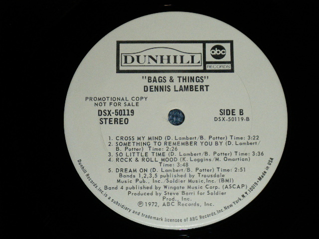 画像: DENNIS LAMBERT - BAGS & THINGS  ( Ex+++/MINT-) / 1972  US AMERICA ORIGINAL "WHITE LABEL PROMO"  Used LP