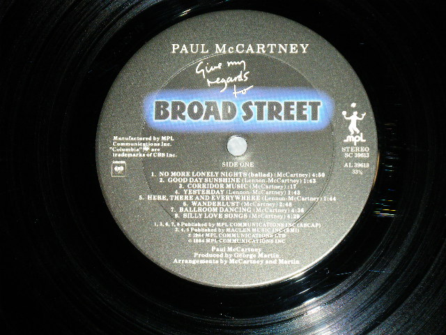 画像: PAUL McCARTNEY of THE BEATLES - GIVE MY REGARDS TO BROAD STREET ( MINT-/MINT-)  / 1984 US AMERICA  ORIGINAL Used LP