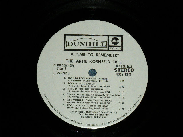 画像: The ARTIE KORNFELD TREE - A TIME TO REMEMBER (SOFT PSYCHE)  ( Ex+/Ex+++) / 1970  US AMERICA Original  "WHITE LABEL PROMO" Used  LP 