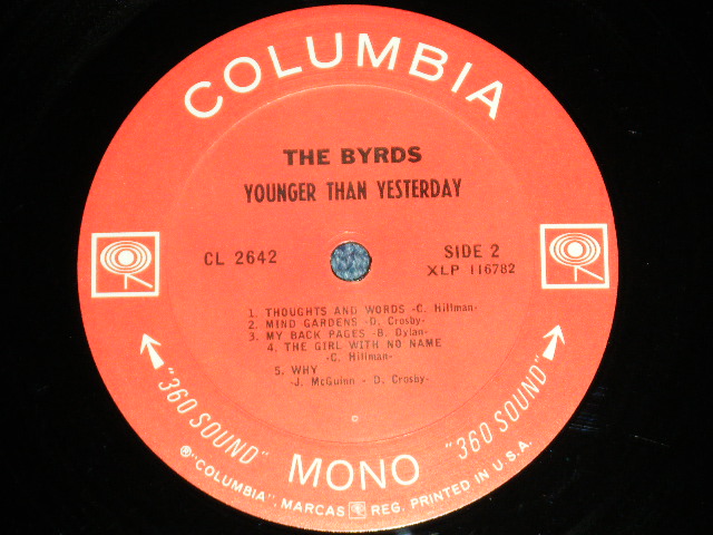 画像: THE BYRDS -  YOUNGER THAN YESTERDAY  ( Matrix # A) 1B /B)1B :  Ex/MINT-) / 1967 ORIGINAL "360 SOUND MONO at Bottom Label"  MONO Used LP