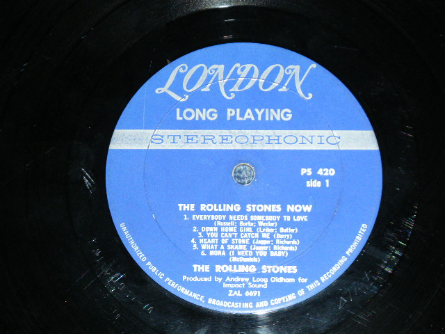 画像: ROLLING STONES - THE ROLLING STONES,NOW !( Matrix Number : A)  ZAL-6691 -4 △7764/ B)  ZAL-6692 -4   △7764x )(VG+++/Ex+ B-6 Poor JUMP)  / 1965  US AMERICA ORIGINAL 1st Press "BLUE LABEL with  UNBOXED LONDON Label" STEREO  Used LP 