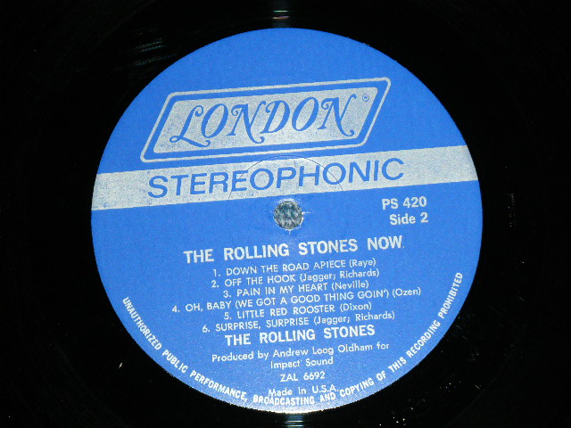 画像: ROLLING STONES - THE ROLLING STONES,NOW !( Matrix Number : A)  ZAL-6691 -4 W △7764/ B)  ZAL-6692 -10 W   )(Ex++/MINT- )  / 1976 Version?  US AMERICA ORIGINAL "DARK BLUE LABEL with  BOXED LONDON Label" STEREO  Used LP 