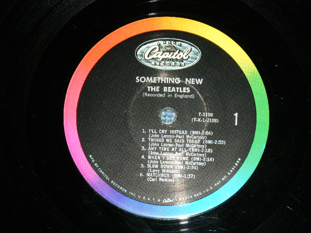 画像: The BEATLES -  SOMETHING NEW ( Matrix # A) T-1-2108-F9 /B) T-2-2108-G10  : Ex+++/MINT- ) / 1964 US AMERICA ORIGINAL "BLACK with COLOR BAND Label" MONO Used LP 