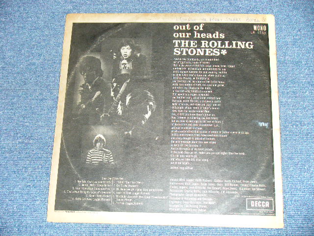 画像: ROLLING STONES - OUT OF OUR HEADS ( Ex+,Ex-/VG+++) (Matrix# A) ARL,6973-8B / B) ARL,6974-12A  )  / 1965 UK ENGLAND "UnBoxed 'DECCA' Label"  MONO Used LP