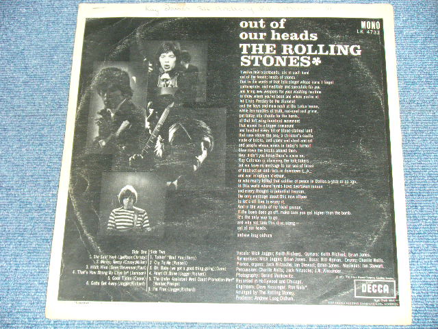 画像: ROLLING STONES - OUT OF OUR HEADS ( Ex,VG+++/Ex) (Matrix# A) ARL,6973-9B / B) ARL,6974-11A  )  / 1965 UK ENGLAND "UnBoxed 'DECCA' Label"  MONO Used LP