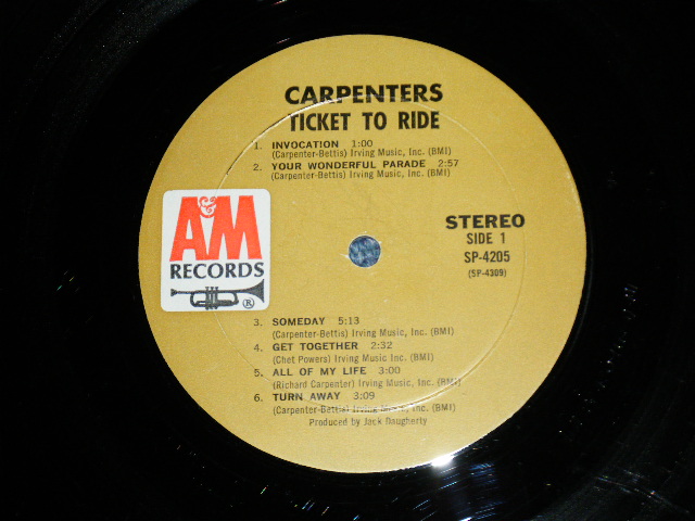 画像: CARPENTERS - TICKET TO RIDE ( DEBUT ALBUM  : Reissue of OFFERING ) ( Matrix # A) (RE-1)-M1 △13936(7) /B) (RE-1)-16 △13936-x(1) (Ex-/Ex) / 1970 Version US BROWN Label   Used  LP 