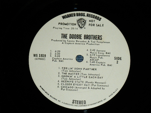 画像: The DOOBIE BROTHERS  - The DOOBIE BROTHERS ( Ex+/Ex+++) / 1971 US AMERICA ORIGINAL "WHITE LABEL PROMO" Used LP 