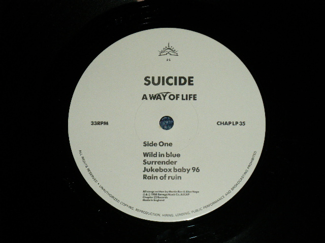 画像: SUICIDE - A WAY OF LIFE ( MINT-/MINT)   /  1988 UK ENGLAND  ORIGINAL Used LP 