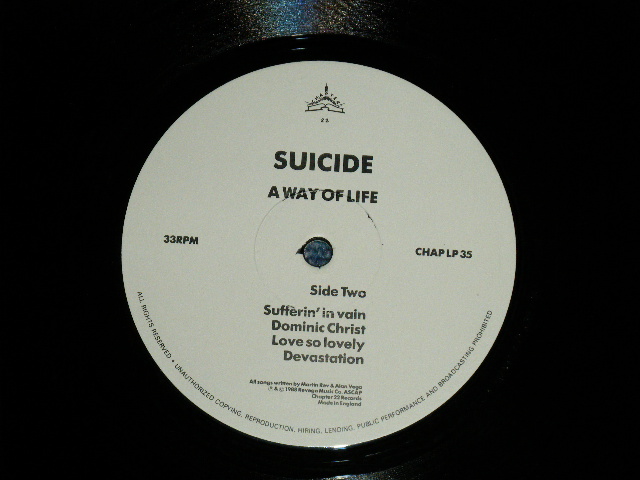 画像: SUICIDE - A WAY OF LIFE ( MINT-/MINT)   /  1988 UK ENGLAND  ORIGINAL Used LP 