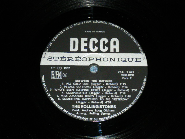 画像: ROLLING STONES - BETWEEN THE BUTTONS ( Ex+/Ex)  /  1967 FRANCE FRENCH ORIGINAL "Un-boxed DECCA Label" STEREO Used LP 