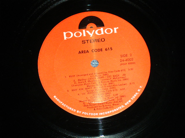 画像: AREA CODE 615 -  AREA CODE 615 ( Ex+/Ex+++ ) / 1969 US AMERICA  ORIGINAL  Used LP 