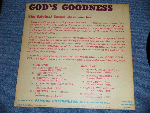 画像: THE ORIGINAL GOSPEL HARMONETTES ( BLACK GOSPEL) - GOD'S GOODNESS / 1960's? US AMERICA ORIGINAL Used LP 