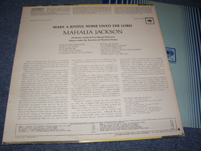 画像: MAHALIA JACKSON - MAKE A JOYFUL NOISE UNTO THE LORD / 1962 US AMERICA ORIGINAL "STEREO"  Used LP 