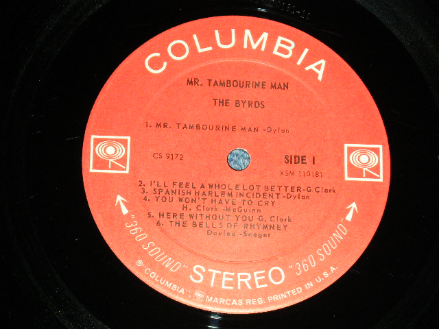 画像: 's THE BYRDS - MR.TAMBOURINE MAN ( Matrix # A)1A /B)1B )( VG++/Ex++) / 1965 US AMERICA ORIGINAL "360 SOUND Label"  STEREO Used LP 