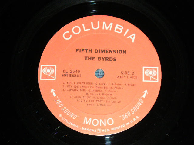 画像: THE BYRDS - FIFTH DIMENSION ( Matrix # A: 1F / B: 1E) ( VG+++/Ex++ ) /1966 US AMERICA ORIGINAL "360 SOUND Label" MONO Used LP 