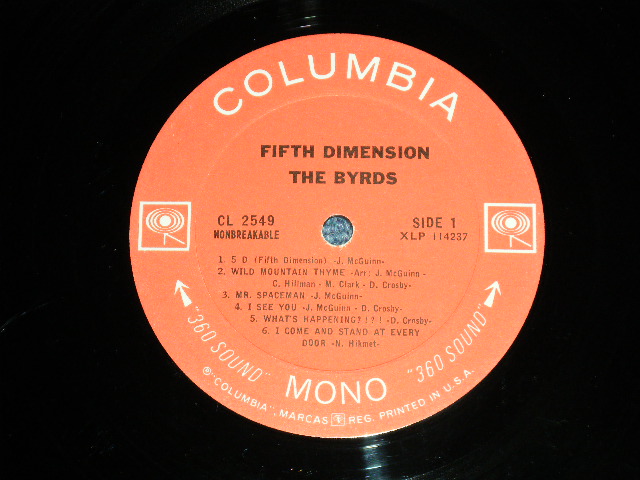 画像: THE BYRDS - FIFTH DIMENSION ( Matrix # A: 1F / B: 1E) ( VG+++/Ex++ ) /1966 US AMERICA ORIGINAL "360 SOUND Label" MONO Used LP 