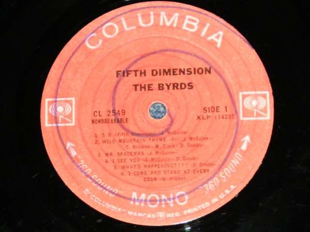 画像: THE BYRDS - FIFTH DIMENSION ( Matrix # A: 1F / B: 1E) (VG/VG+++ Looks:VG) /1966 US AMERICA ORIGINAL "360 SOUND Label" MONO Used LP 