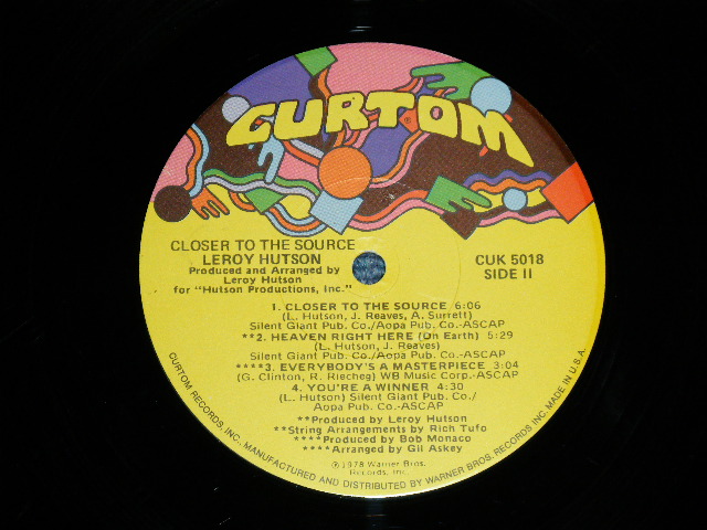 画像: LEROY HUTSON - HUTSON : CLOSER TO THE SOURCE (Ex+/Ex+++)  / 1978 US AMERICA ORIGINAL Used  LP