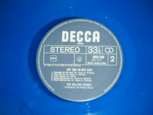 画像: ROLLING STONES - GET YER YA-YA'S OUT  ( Ex++/Ex+++ Looks:Ex+)  / HOLLAND ORIGINAL Limited  "BLUE WAX Vinyl" Used  LP  