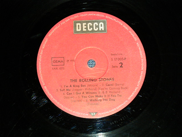 画像: THE ROLLING STONES -ROLLING STONES : Debut Album  (VG+++/VG+++) / Late 1970's WEST GERMANY GERMAN  Reissue Used LP 