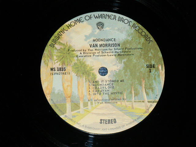 画像: VAN MORRISON - MOONDANCE ( Matrix # A)39621 WS1835A RE-1-1B / B)39621 WS1835B-1B )( Ex+/Ex++ )  / 1974? US AMERICA 3rd Press   "BURBANK STREET Label" Used LP