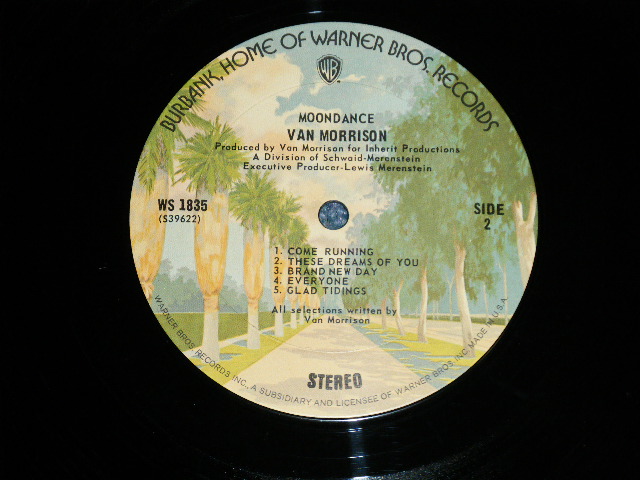 画像: VAN MORRISON - MOONDANCE ( Matrix # A)39621 WS1835A RE-1-1B / B)39621 WS1835B-1B )( Ex+/Ex++ )  / 1974? US AMERICA 3rd Press   "BURBANK STREET Label" Used LP