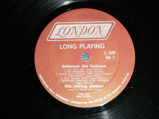 画像: ROLLING STONES - BETWEEN THE BUTTONS (Ex+/Ex) (Matrix# A) XARL 7616-1E LL-3499-A / B) XARL 7617-1E  LL-3499-B ) / 1967 VERSION  US AMERICA  1st Press "MAROON with Boxed 'LONDON' Label"  MONO  Used LP