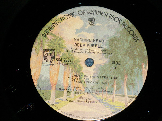 画像: DEEP PURPLE - MACHINE HEAD  ( Ex+/Ex+)   / 1974 US AMERICA "QUADRADISC / 4 CHANNEL"  Used LP