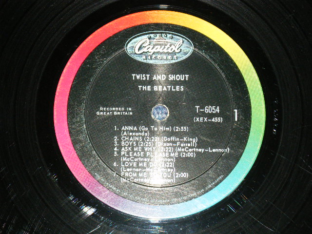 画像: THE BEATLES -  TWIST and SHOUT ( CANADA ONLY )( Ex/VG+++ Looks:VG++)  / 1964? CANADA ONLY ORIGINAL " BLACK with RAINBOW COLOR BAND  Label" MONO Used LP  