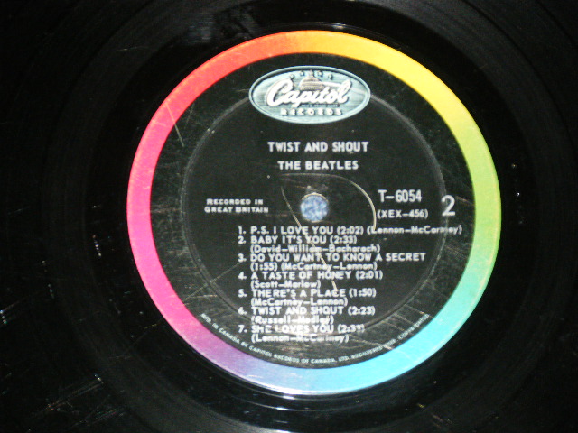 画像: THE BEATLES -  TWIST and SHOUT ( CANADA ONLY )( Ex/VG+++ Looks:VG++)  / 1964? CANADA ONLY ORIGINAL " BLACK with RAINBOW COLOR BAND  Label" MONO Used LP  