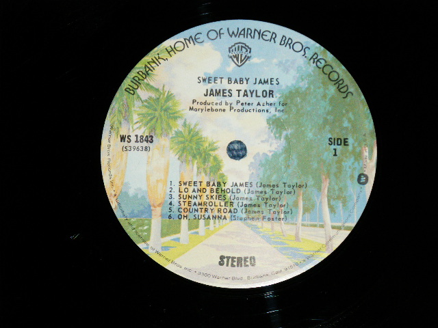 画像: JAMES TAYLOR - SWEET BABY JAMES : With POSTER SONG SHEET : 2nd Press "TITLE Credit" on Front Cover  (Matrix # WS-1-1843 LW 2/WS-2-1843 LW 2) "L.A. Press"  ( Ex++/MINT-) / 1974 US AMERICA  2nd Press "BURBANK STREET" Label Used  LP