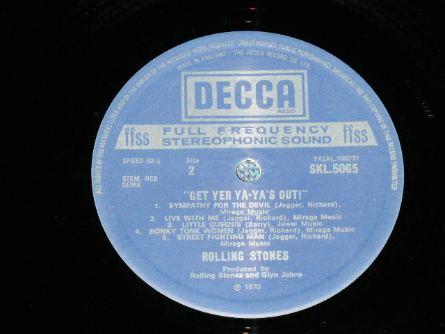 画像: ROLLING STONES - GET YER YA-YA'S OUT ( Matrix # 3W/1W ) ( Ex++/Ex++) / 1970's UK ENGLAND "2nd press Label" Used LP 