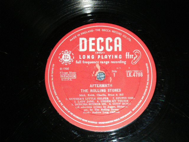 画像: ROLLING STONES - AFTERMATH (Mtrix # 1B/5A ) (Ex,VG+++/Poor SOME JUMP) / 1966 UK ENGLAND  1st Press "UN-Boxed DECCA Label" MONO  Used LP 