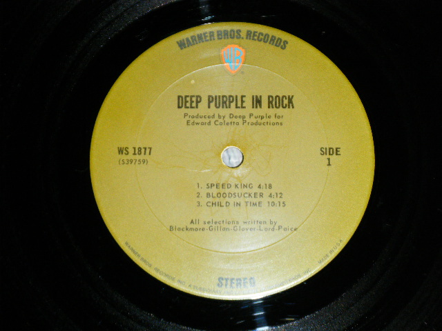 画像: DEEP PURPLE - IN ROCK ( Matrix # WS-1877 39759-A-1B/WS-1877 39760-B-1A)  ( VG+++/Ex++)  / 1970 US AMERICA ORIGINAL 1st Press Label "GREEN with 'WB' logo on TOP Label" Used  LP 