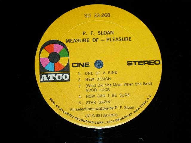 画像: P.F.SLOAN - MEASURE OF PLEASURE ( Ex++/Ex+++)  / 1968 US AMERICA ORIGINAL "1841 BROADWAY at Bottom Label"　STEREO Used LP 