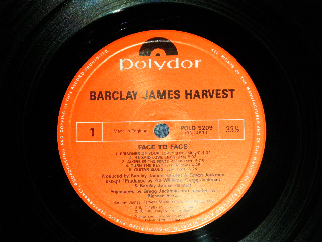 画像: BARKLAY JAMES HARVEST - FACE TO FACE  ( MINT-/MINT- B-5:Press Miss )  / 1987 UK ENGLAND  ORIGINAL  Used  LP 