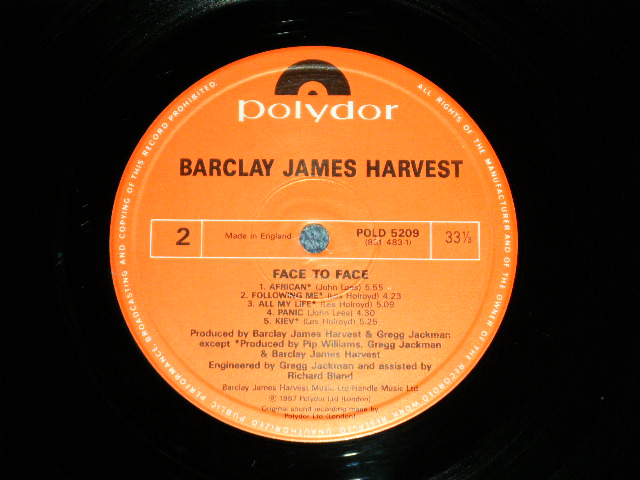 画像: BARKLAY JAMES HARVEST - FACE TO FACE  ( MINT-/MINT- B-5:Press Miss )  / 1987 UK ENGLAND  ORIGINAL  Used  LP 