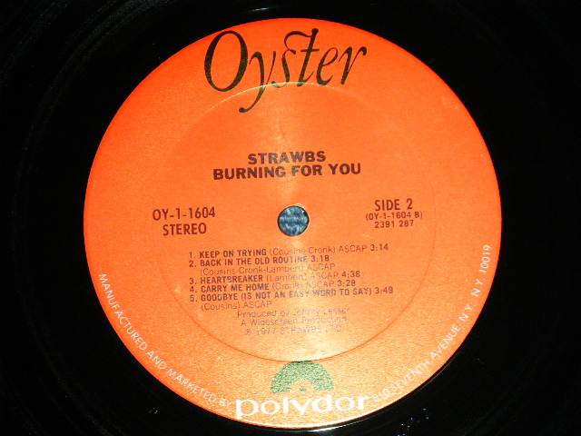 画像: STRAWBS  - BURNING FOR YOU ( Ex+++/MINT- ) / 1977 US AMERICA  ORIGINAL  Used LP 