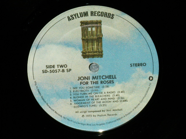 画像: JONI MITCHELL  - FOR THE ROSES   (Matrix #  A) 11T SD-5057-A O-1 PR / B) SD 5057AB O-1 PR ) ( Ex++/Ex++ Looks:Ex) / 1974? US AMERICA ORIGINAL "2nd Press  Label"  Used LP 