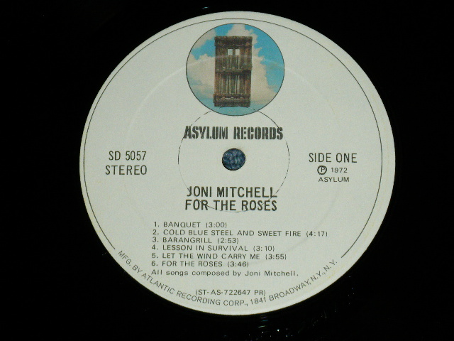 画像: JONI MITCHELL  - FOR THE ROSES ( "ST-AS-722647 PR"on Label) (Matrix #  ST-AS-722647-B  PR/  ST-AS-722648-A  PR) ( Ex++/Ex++ ) / 1972 US AMERICA ORIGINAL "1st Press  Label"  Used LP 