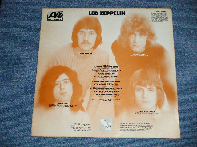 画像: LED ZEPPELIN - LED ZEPPELIN I ( 2nd Press ORANGE  Text Front Cover)( Matrix Number A) 588171 A//1 : B) 588171 B//1 ) ( Ex++/Ex++ B-5]Poor Jump)  / 1969 UK ENGLAND ORIGINAL 2nd Press "ORANGE Text on Front Cover Top" " RED & PLUM  Label" Used LP 