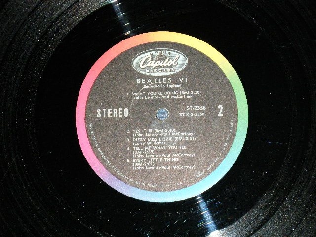 画像: The BEATLES - BEATLES VI ( Matrix # ST-1-2358- A-13 / ST-2-2358-B-12 )  ( Ex++/Ex+++ Looks:Ex++) / 1965 US AMERICA 1st Press 'See Label for correct Playing order' on Bcak Cover" "1st Press BLACK with RAINBOW Label" STEREO Used LP 